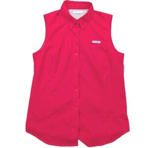 Columbia PFG Tamiami Women's Pink Sleeveless Shirt Fishing Size Medium Vented